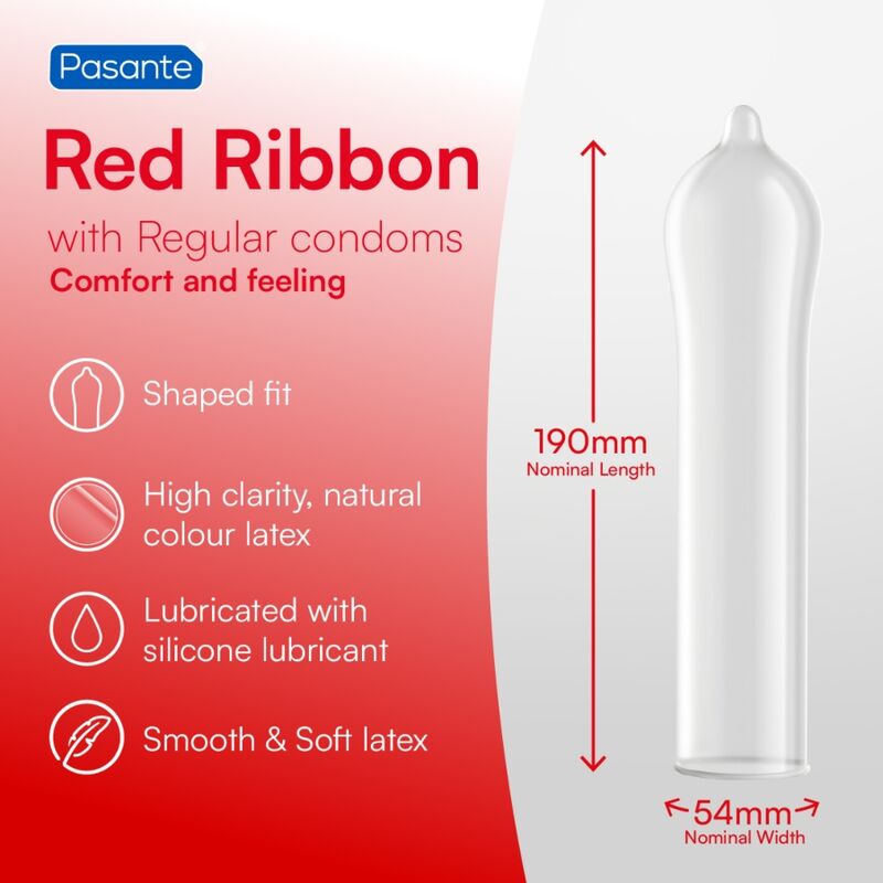 Pasante - Red Ribbon Preservativos Naturelle De Ajuste Anatómico 54 Mm 144 Unidades