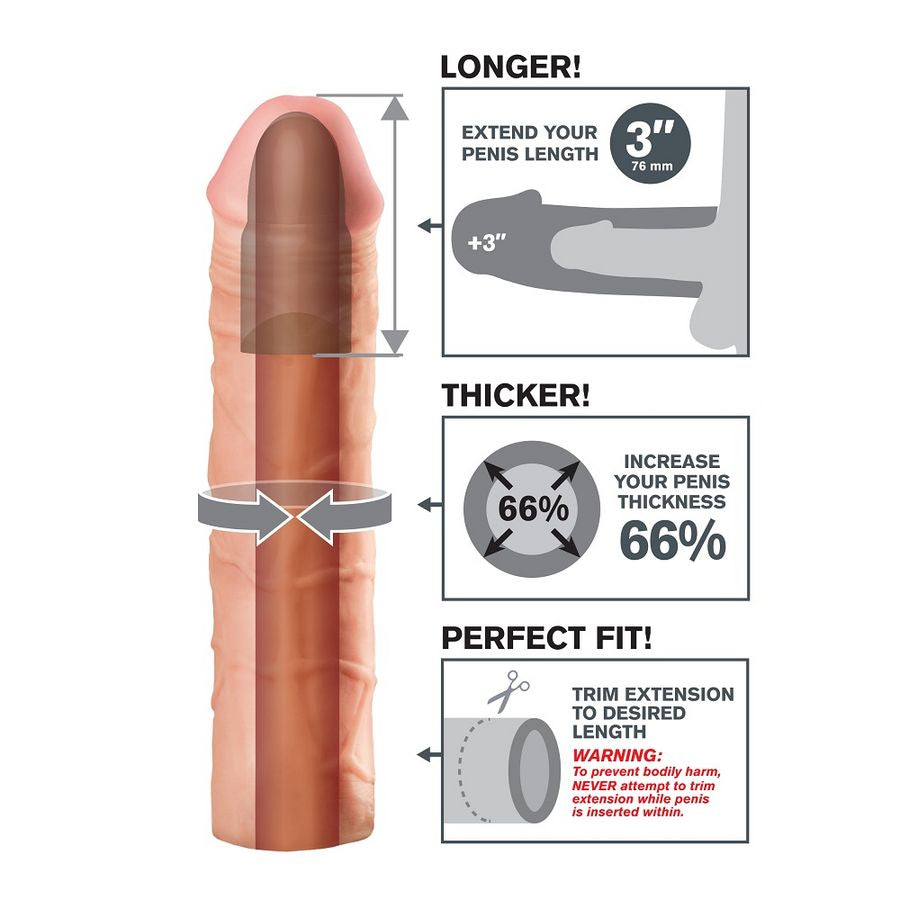 Fantasy X-Tensions Mega 7,6 Cm Extensión De Pene - Color Natural