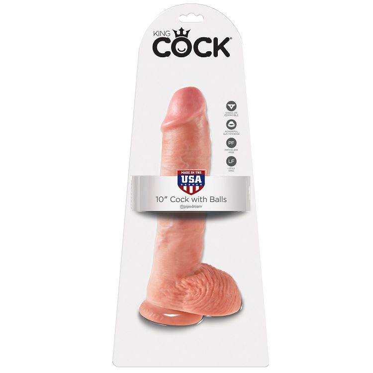 King Cock Pene Con Testículos De 10 - Color Natural