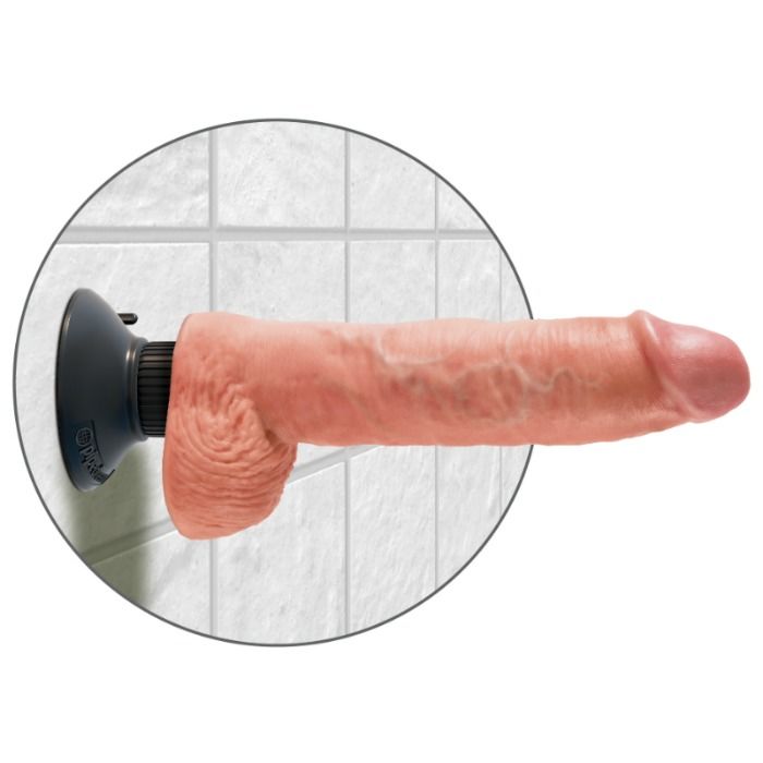 King Cock - Dildo Vibrador Con Testiculos 25.5 Cm Color Natural
