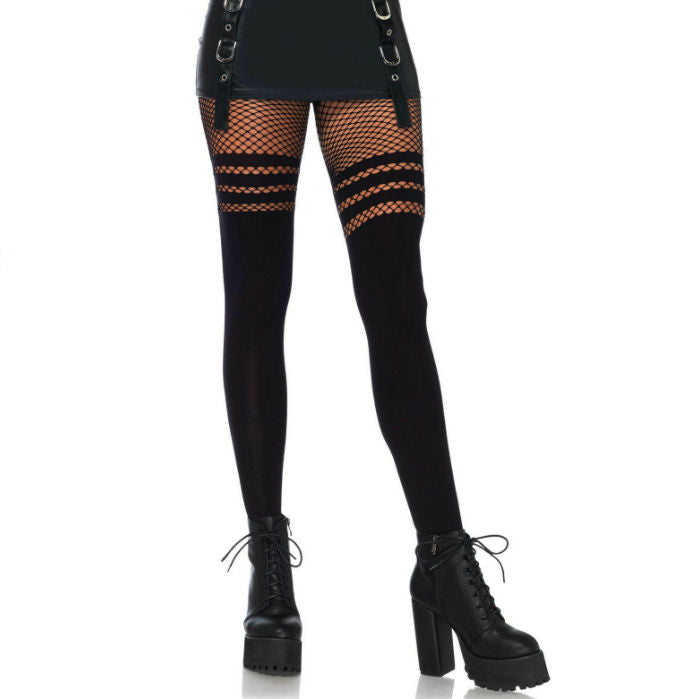 Leg Avenue - Pantyhouse Medias Rejilla Negro