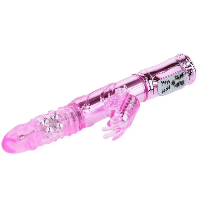 Baile - Vibrador Recargable Con Rotacion Y Estimulador Throbbing Butterf