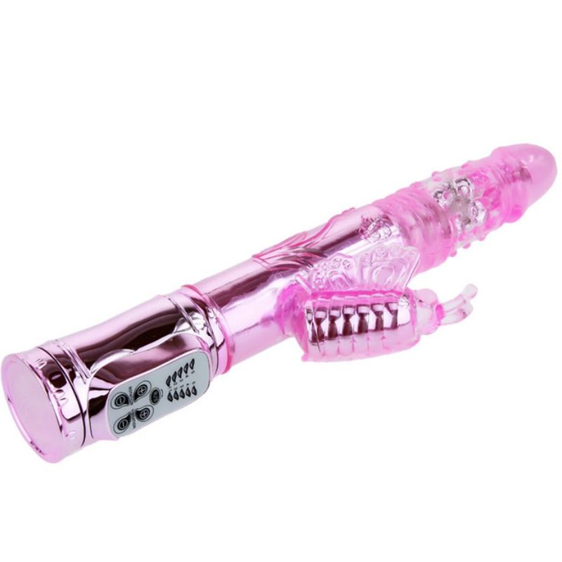 Baile - Vibrador Recargable Con Rotacion Y Estimulador Throbbing Butterf