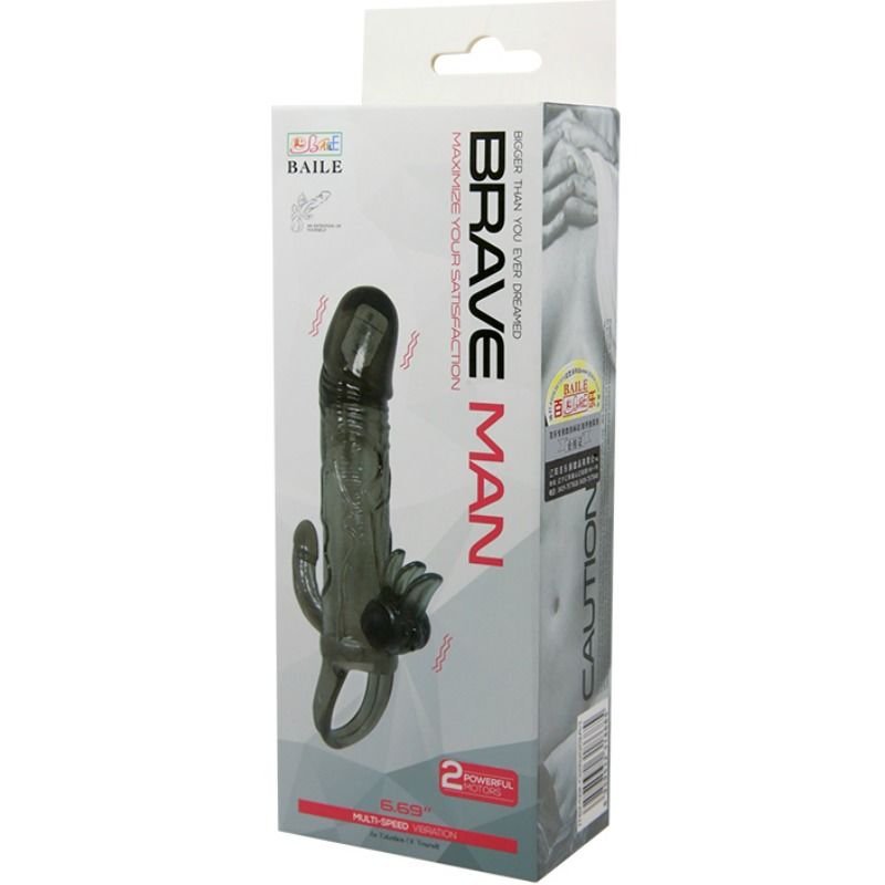 Baile - Brave Man Funda Pene Anal Y Clitoris Vibrador 16.5 Cm Negro