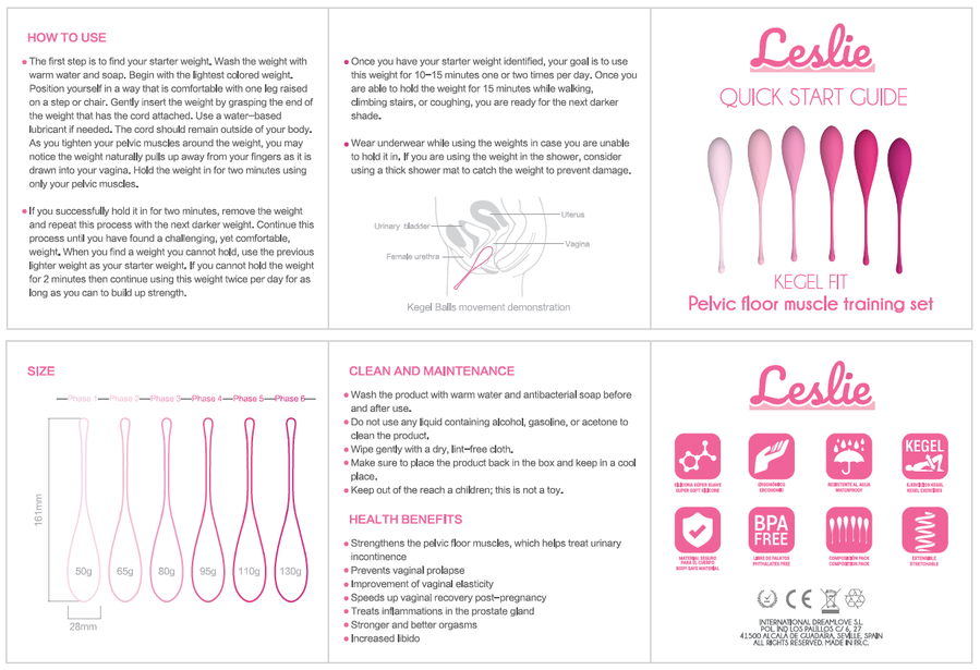 Leslie - Kegel Fit Entregador Suelo Pelvico 6 Pesos