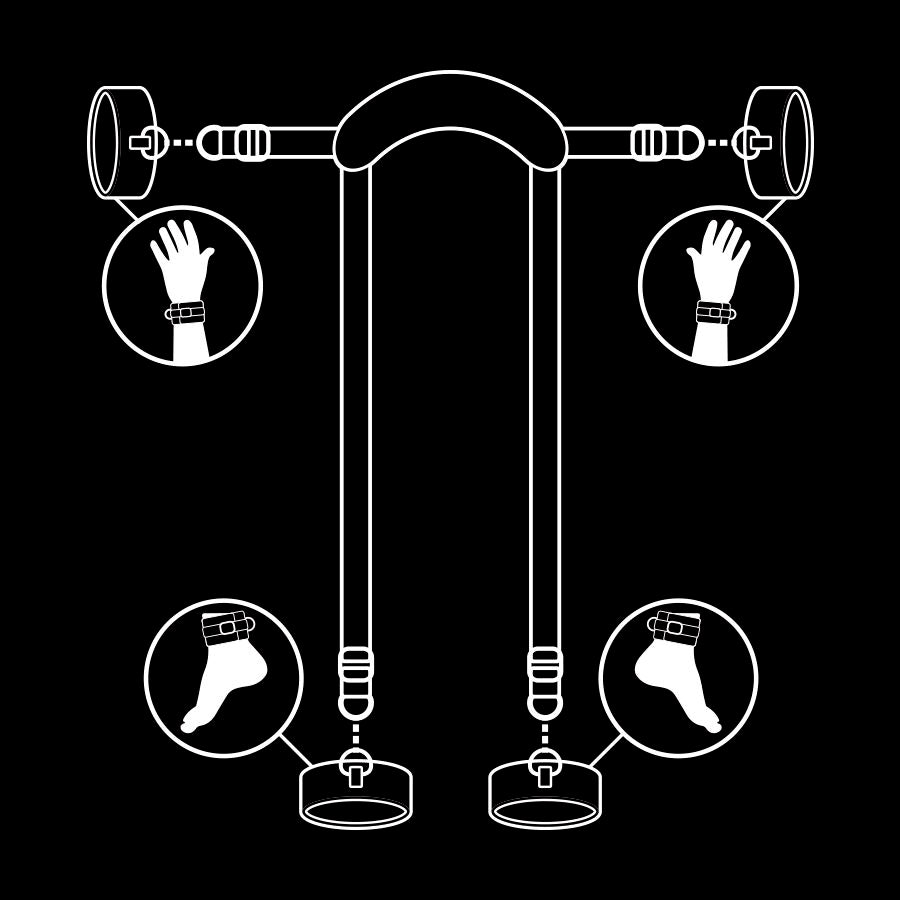 Fetish Submissive - Posición Master Con 4 Esposas Con Forro De Nopreno