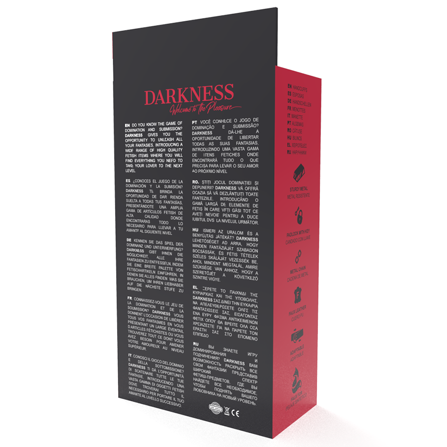 Darkness - Esposas Cuero Ajustables Tobillos Negro Con Candado
