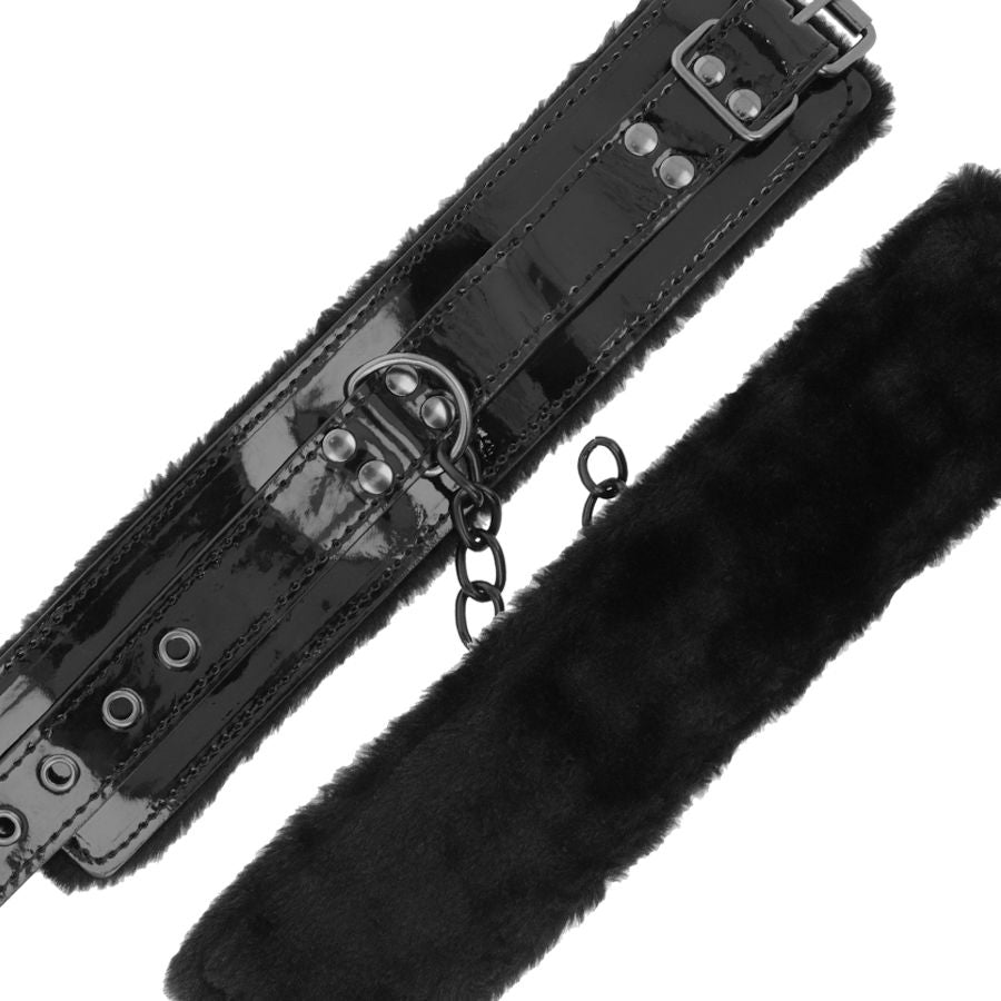 Darkness - Esposas Cuero Ajustables Tobillos Negro Con Candado