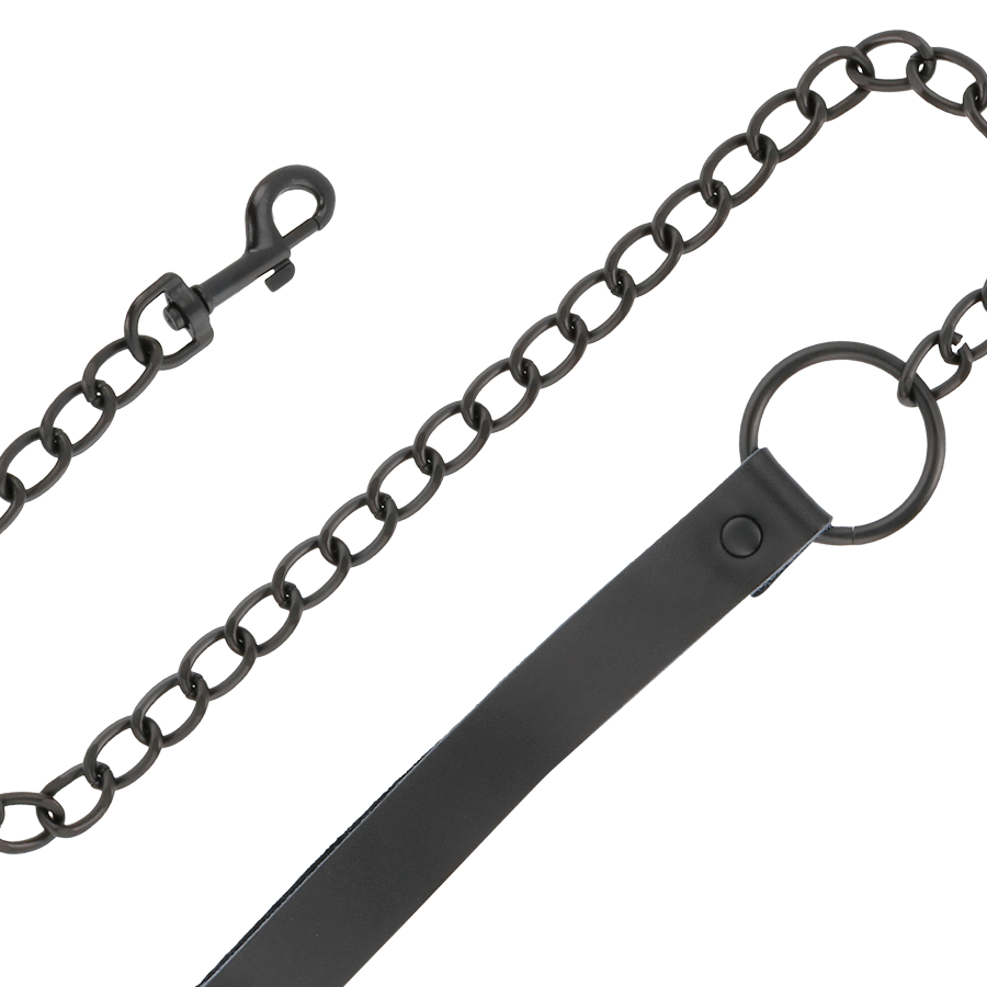 Darkness - Esposas Y Collar De Cuero Negro