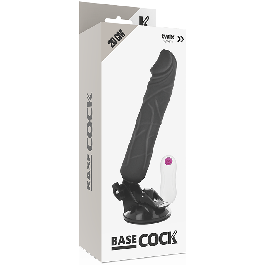 Basecock - Vibrador Realístico Control Remoto Negro 20 Cm -o- 4 Cm