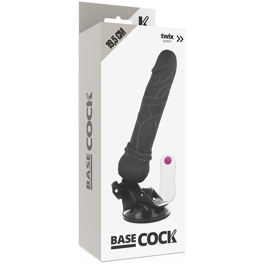 Basecock - Vibrador Realístico Control Remoto Negro 19.5 Cm -o- 4 Cm