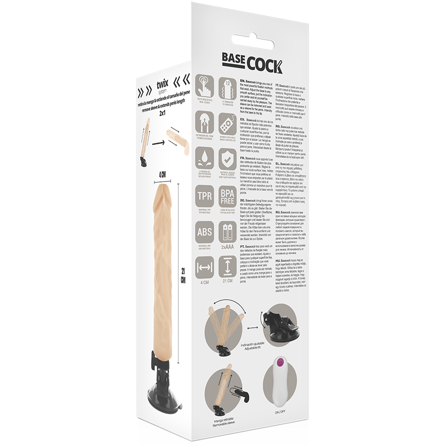 Basecock - Vibrador Realístico Control Remoto Natural 21 Cm -o- 4 Cm