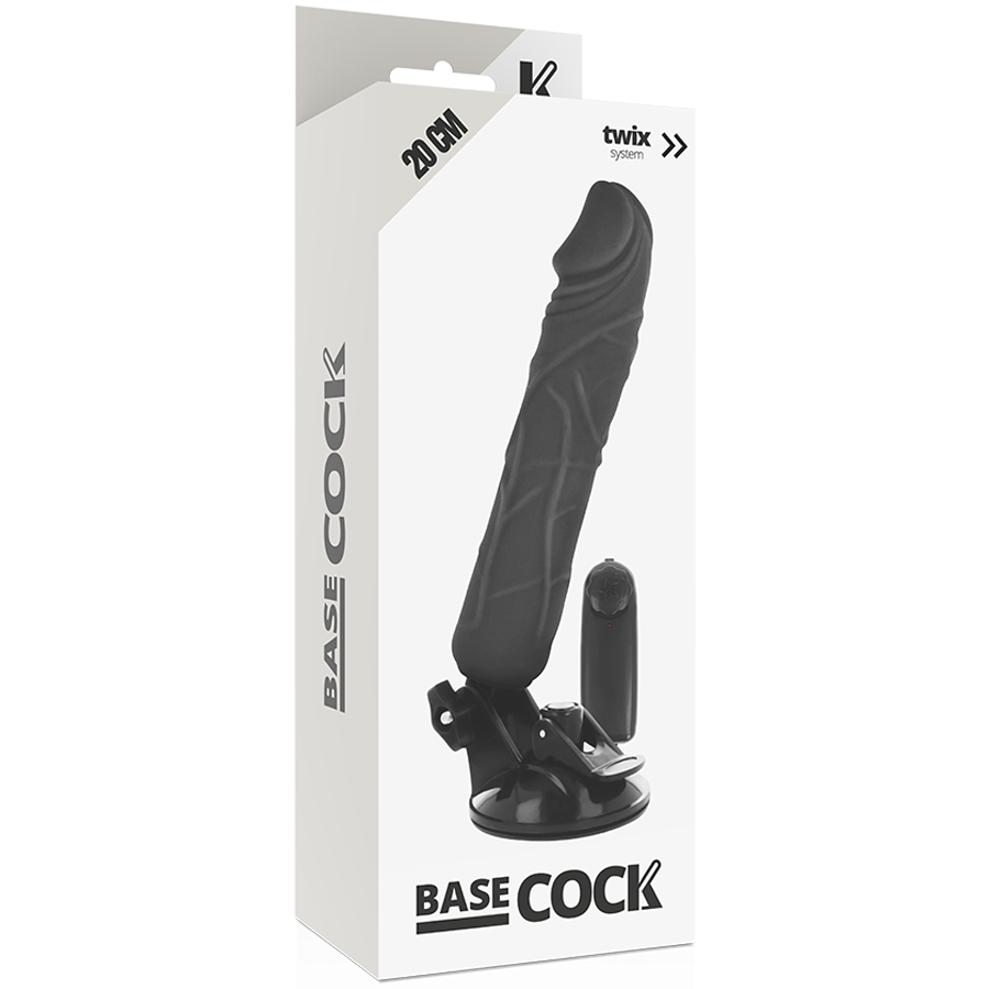 Basecock - Vibrador Realístico Control Remoto Negro 20 Cm -o- 4 Cm