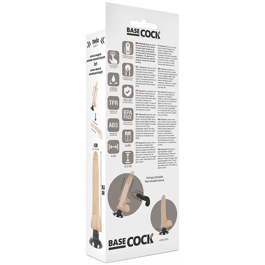 Basecock - Vibrador Realístico 2-1 Natural 18.5 Cm -o- 4 Cm