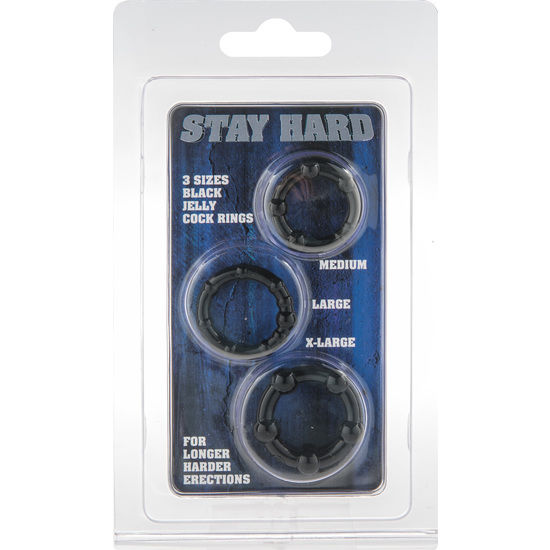 Seven Creations - Juego Tres Anillos Pene Negro