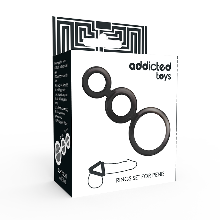 Addicted Toys - Set Anillos Pene Y Testiculos - Ahumado