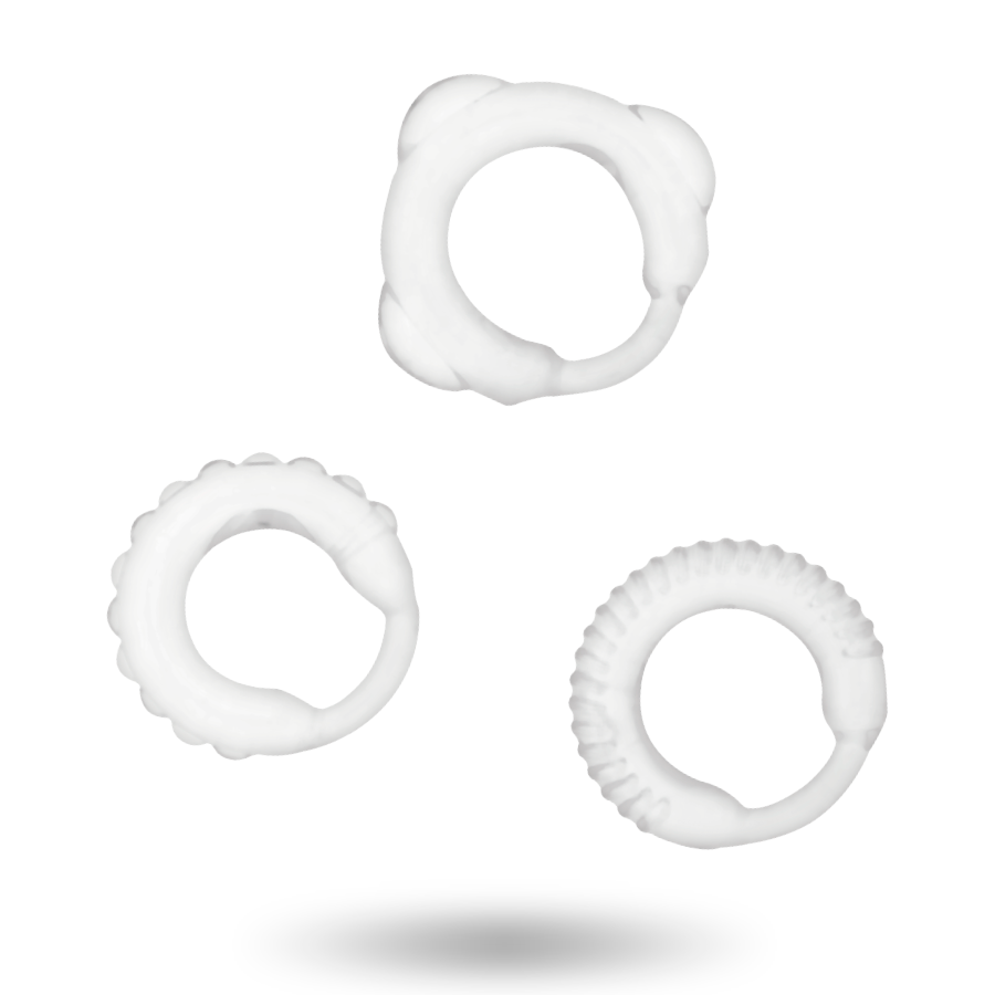 Addicted Toys - Set 3 Anillos Pene Clear