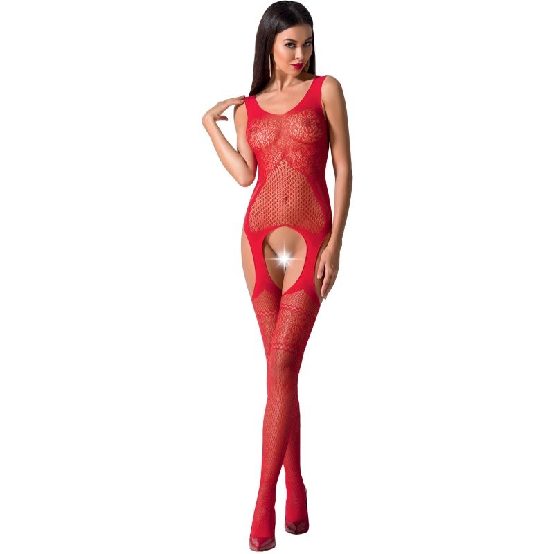 Passion - Woman Bs061 Bodystocking Rojo Talla Unica