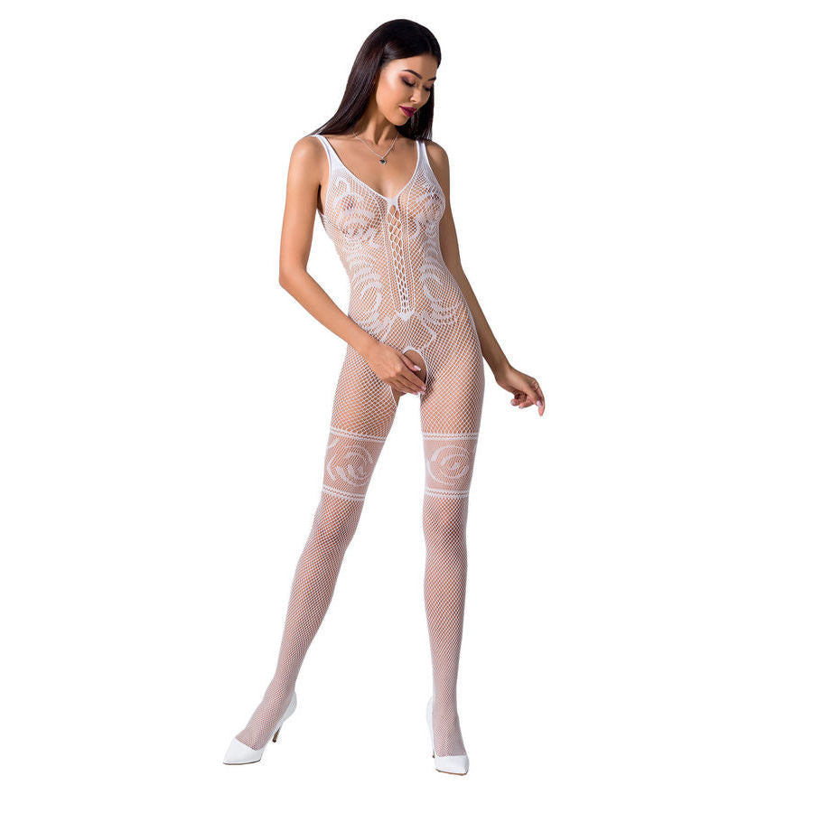 Passion - Woman Bs069 Bodystocking Blanco Talla Unica