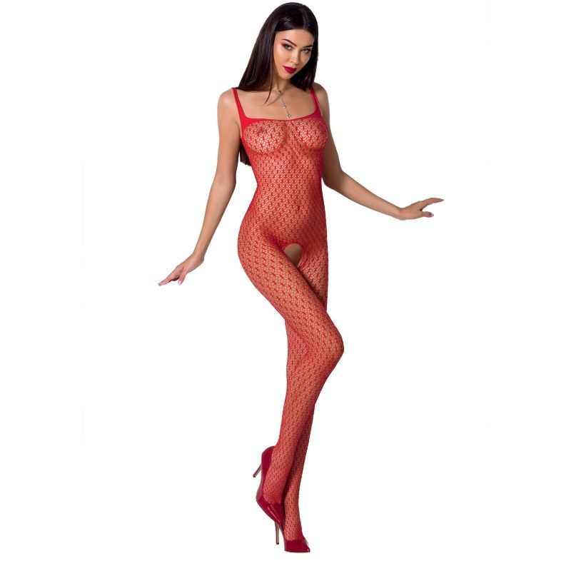 Passion - Woman Bs071 Bodystocking Rojo Talla Única