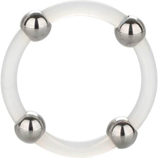 Anillo De Silicona Con Cuentas De Acero - Talla L