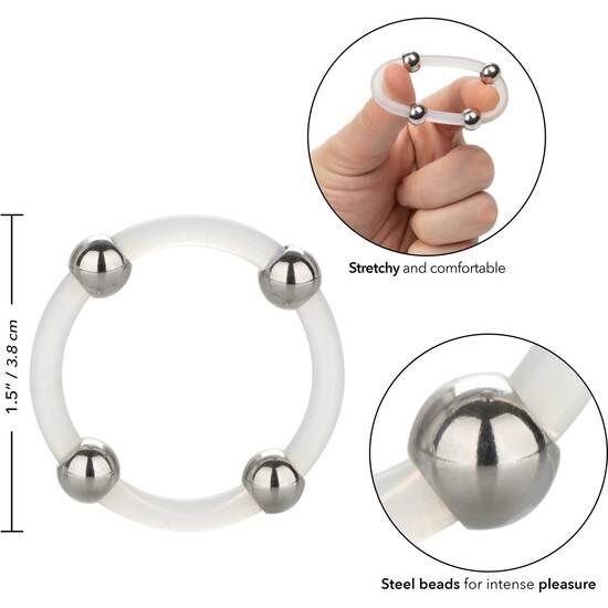 Anillo De Silicona Con Cuentas De Acero - Talla L