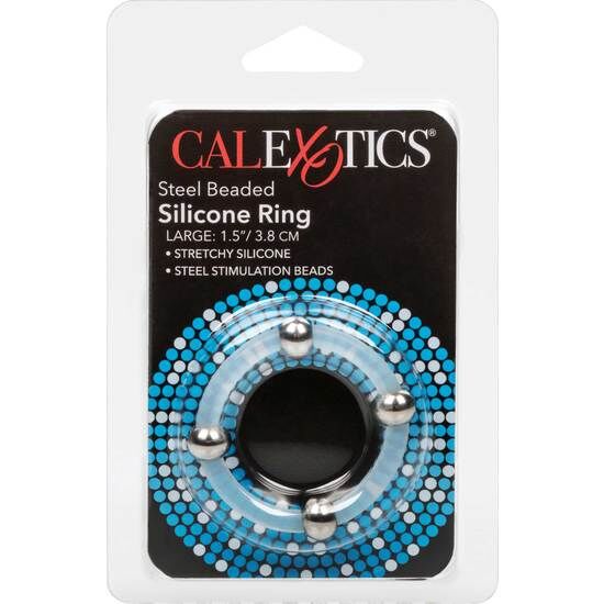 Anillo De Silicona Con Cuentas De Acero - Talla L