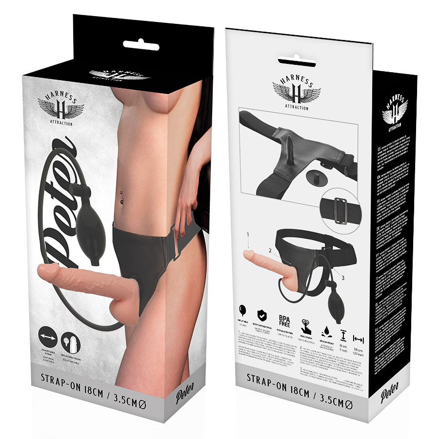 Harness Attraction - Arnés Peter Con Pene Hinchable 18 Cm -o- 3.5 Cm
