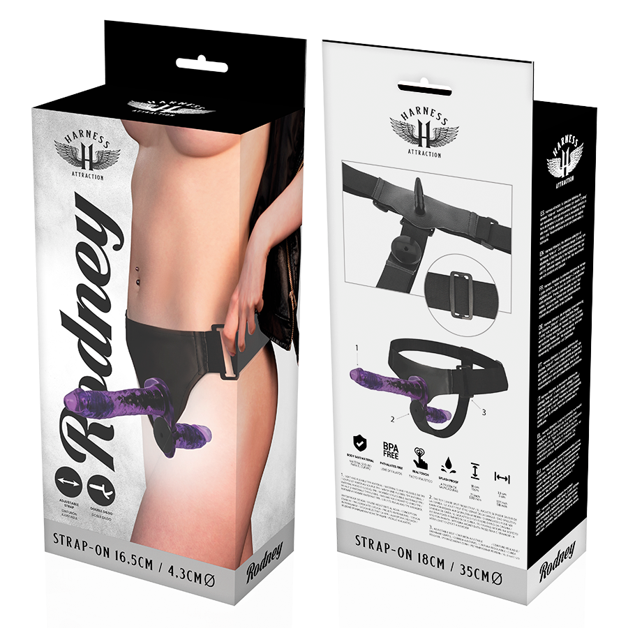Harness Attraction - Rodney Doble Penetración Vibrador 18 Cm -O- 3.5 Cm