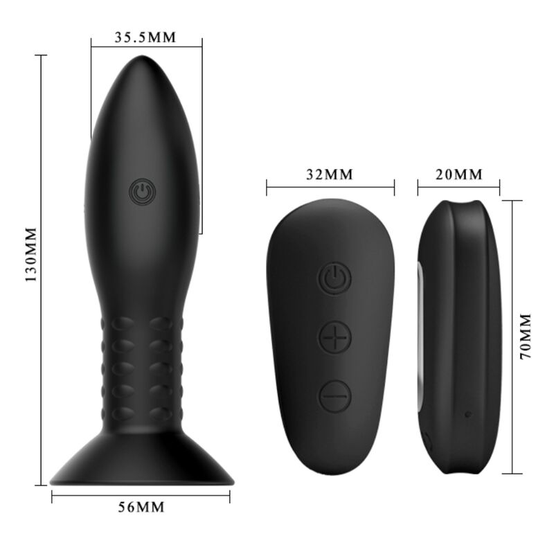 Mr Play - Plug Con Bolas Rotadoras Negro Control Remoto