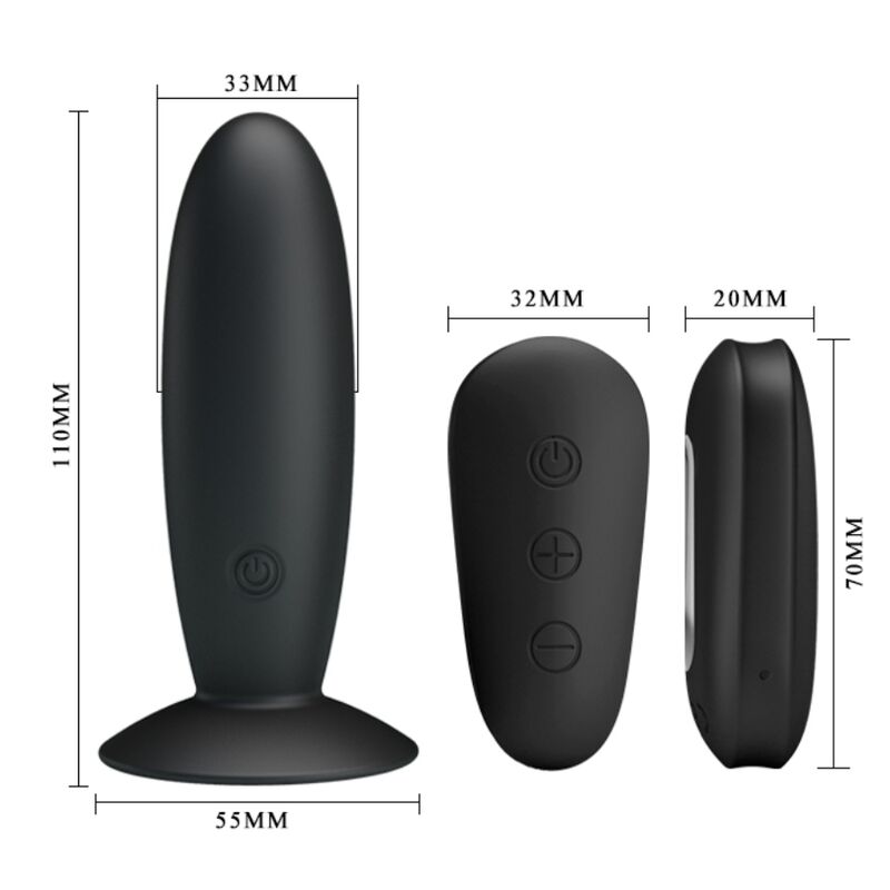 Mr Play - Plug Anal Con Vibracion Negro Control Remoto