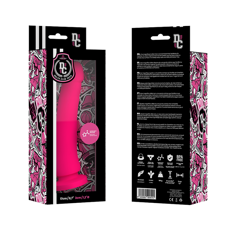 Delta Club - Dildo Realista Rosa Silicona Medica 17 Cm -o- 3 Cm