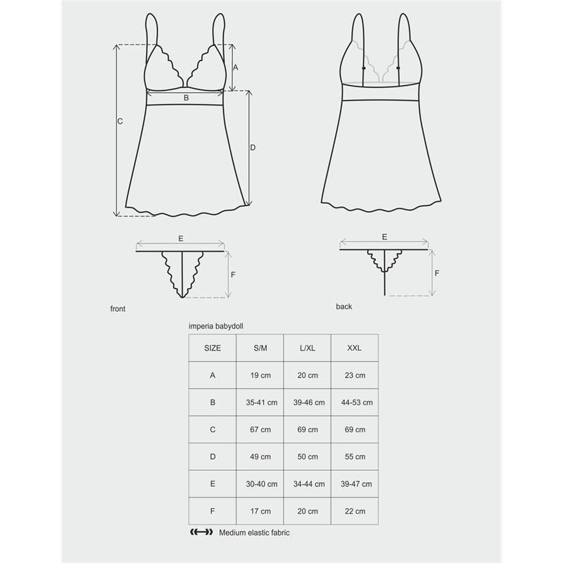 Babydoll Y Tanga Imperia Color Negro Talla (Interno):S/M