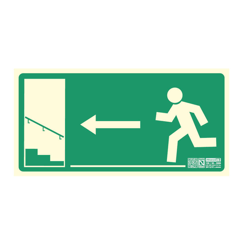 Implaser Ev260n Señal Salida Subida Escalera Izquierda 32x16cm