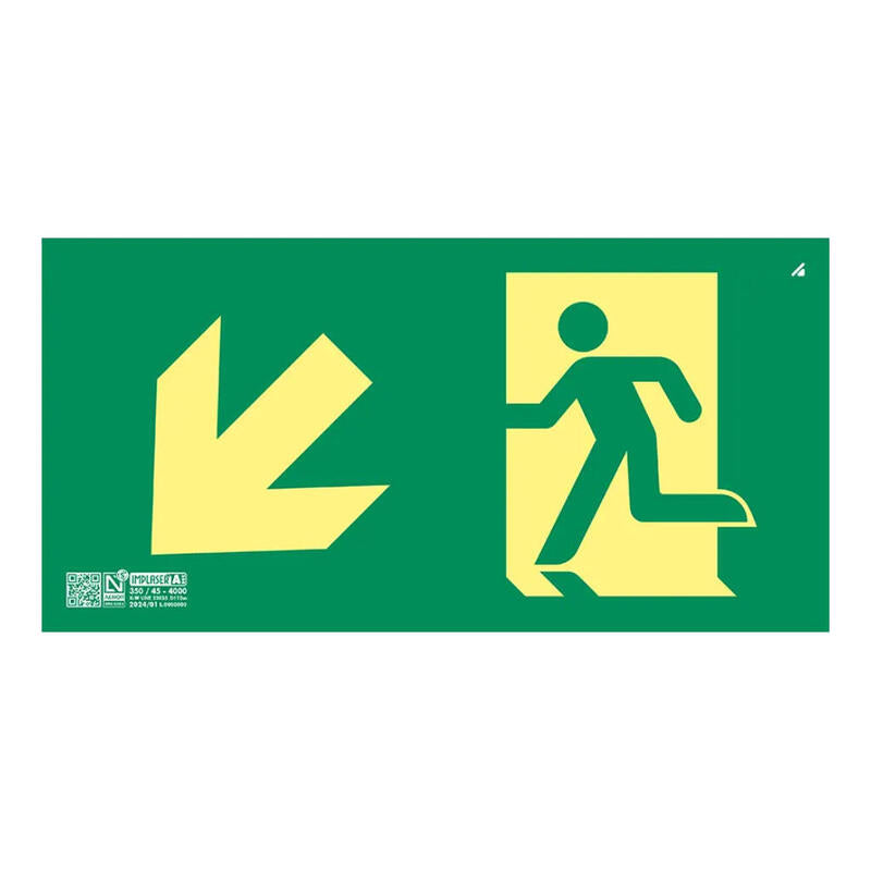 Implaser Ev359l Señal Salida Bajada Escalera Izquierda Clase A 32x16cm