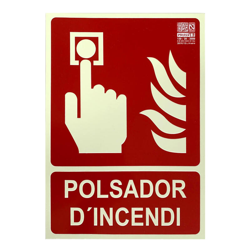 Implaser Ex209n-A4-Cat Senyal Polsador D'Incendi En Català 29,7x21cm
