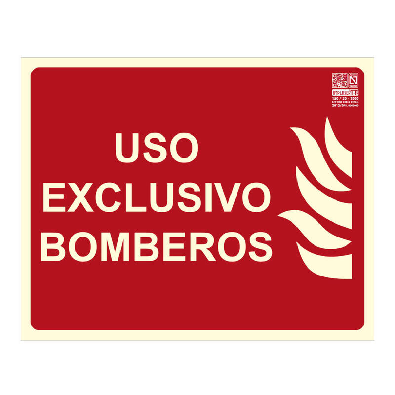 Implaser Ex218n Señal Uso Exclusivo Bomberos 25x20cm