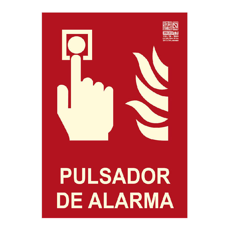 Implaser Ex231n-A4 Señal Pulsador De Alarma S/Marco 29,7x21cm
