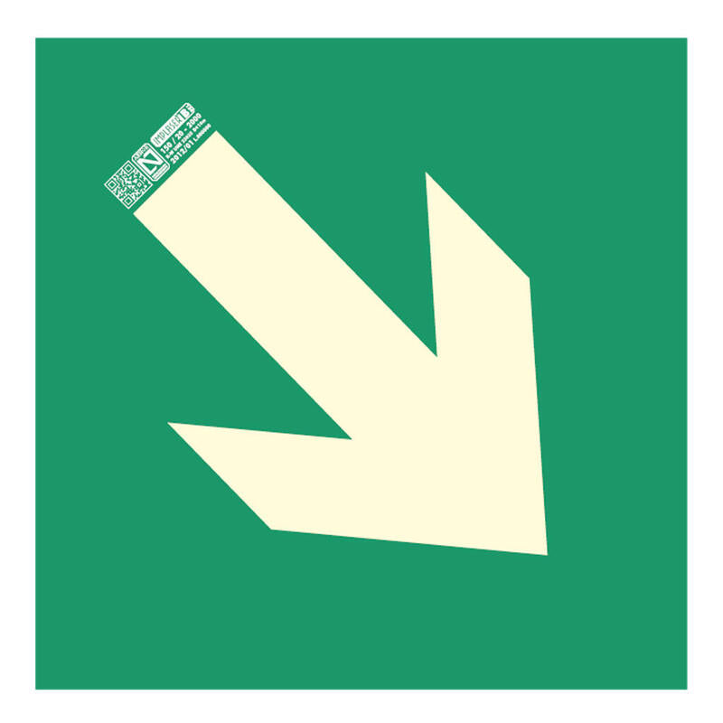 Implaser Señal Flecha Evacuación Diagonal 22,4x22,4cm