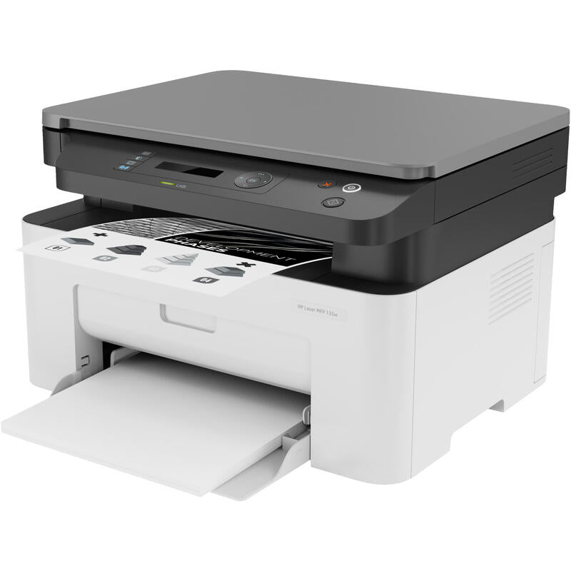 Impresora Hp Mfp135w Multifuncion Laser B/N Hp Wifi Blanco Gris 4zb83a