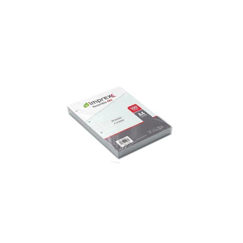 Imprex Recambio 100h A4 90gr 4x4 C/Margen 4 Taladros