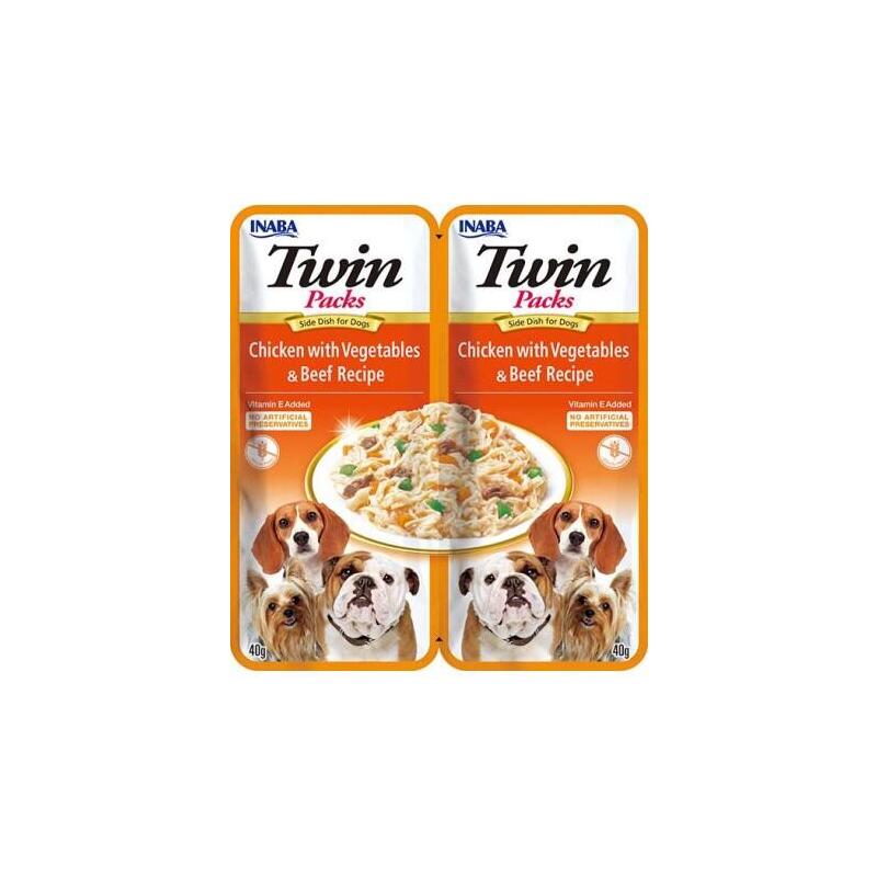 Inaba Dog Twin Chicken With Vegetables And Beef In Broth Dog Treat 2x40g