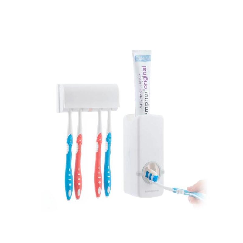 Innovagoods Diseeth Dispensador De Pasta Dental Con Organizador Para 5 Cepillos - Multifuncion - Facil Limpieza -