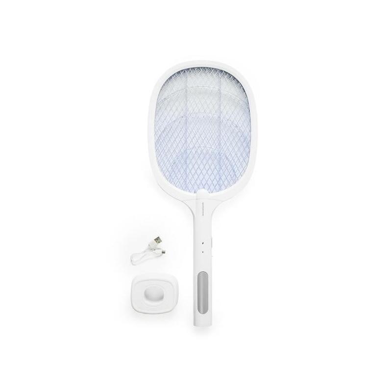 Innovagoods Elecfly Raqueta Matainsectos Recargable Con Luz Uv 2 En 1 - Funcion Lampara - 3000 Voltios - Bateria De
