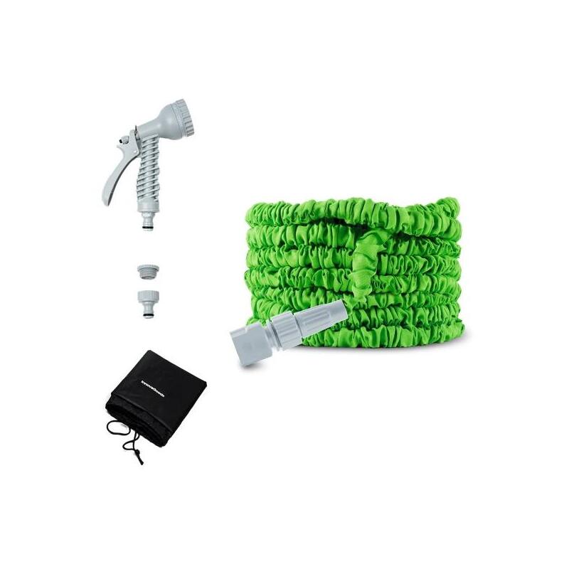 Innovagoods Hoostend Manguera De Jardin Extensible 15m - Presion Hasta 8bar - Incluye Accesorios - Verde Y Gris