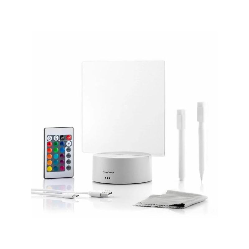 Innovagoods Lemo Tablero De Notas Y Mensajes Led - Incluye Cable Usb - Rgb De Intesidad Regulable - Mando A Distancia -