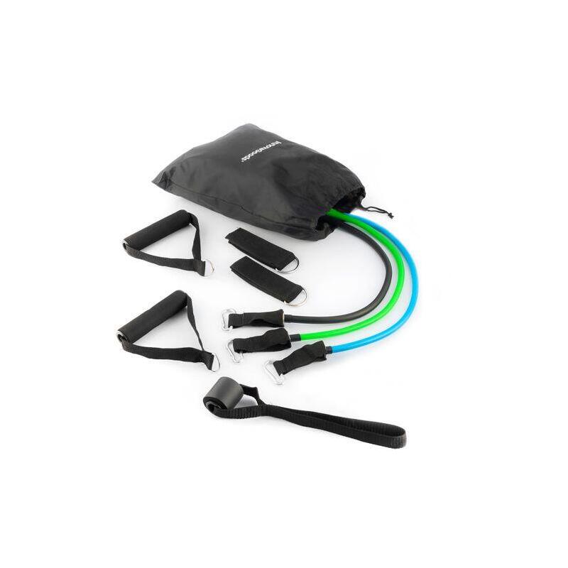 Innovagoods Tribainer Set De 3 Bandas De Resistencia Con Accesorios - Resistencia Ajustable - Guia De Ejercicios -