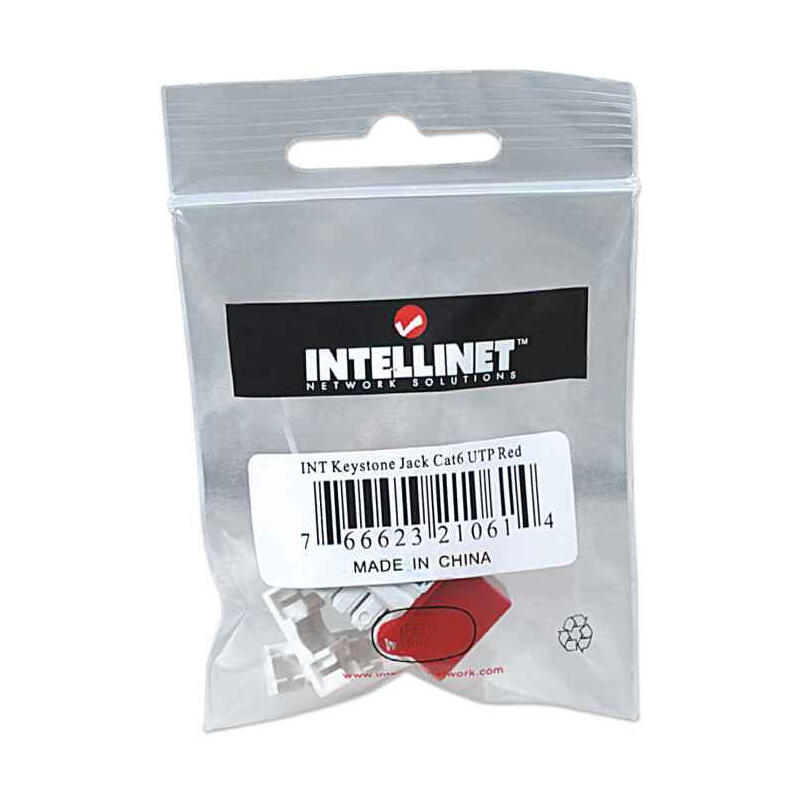 Intellinet Cat6 Keystone Jack Utp Rojo Punch-Down