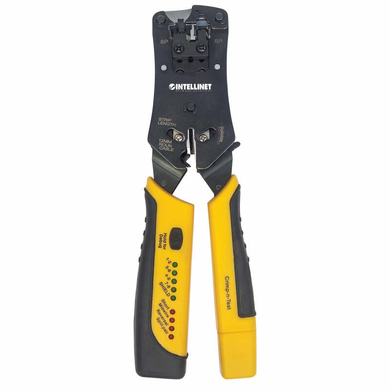 Intellinet Kit Crimpadora & Tester 780124 Rj-11/Rj-12/Rj-22/Rj-45 Negro/Amarillo