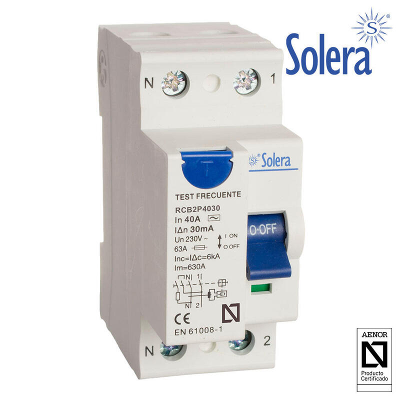 Interruptor Diferencial 2 Polos Solera 40a (Retractilado) Rcb2p4030